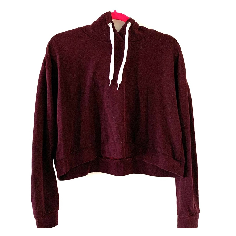 Burgundy crop top hoodie from H&M basics
